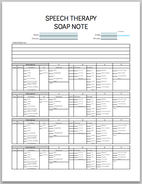 Free speech therapy soap notes